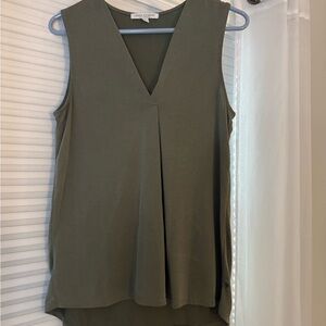 Green Envelope Khaki V-Neck Sleeveless Blouse
